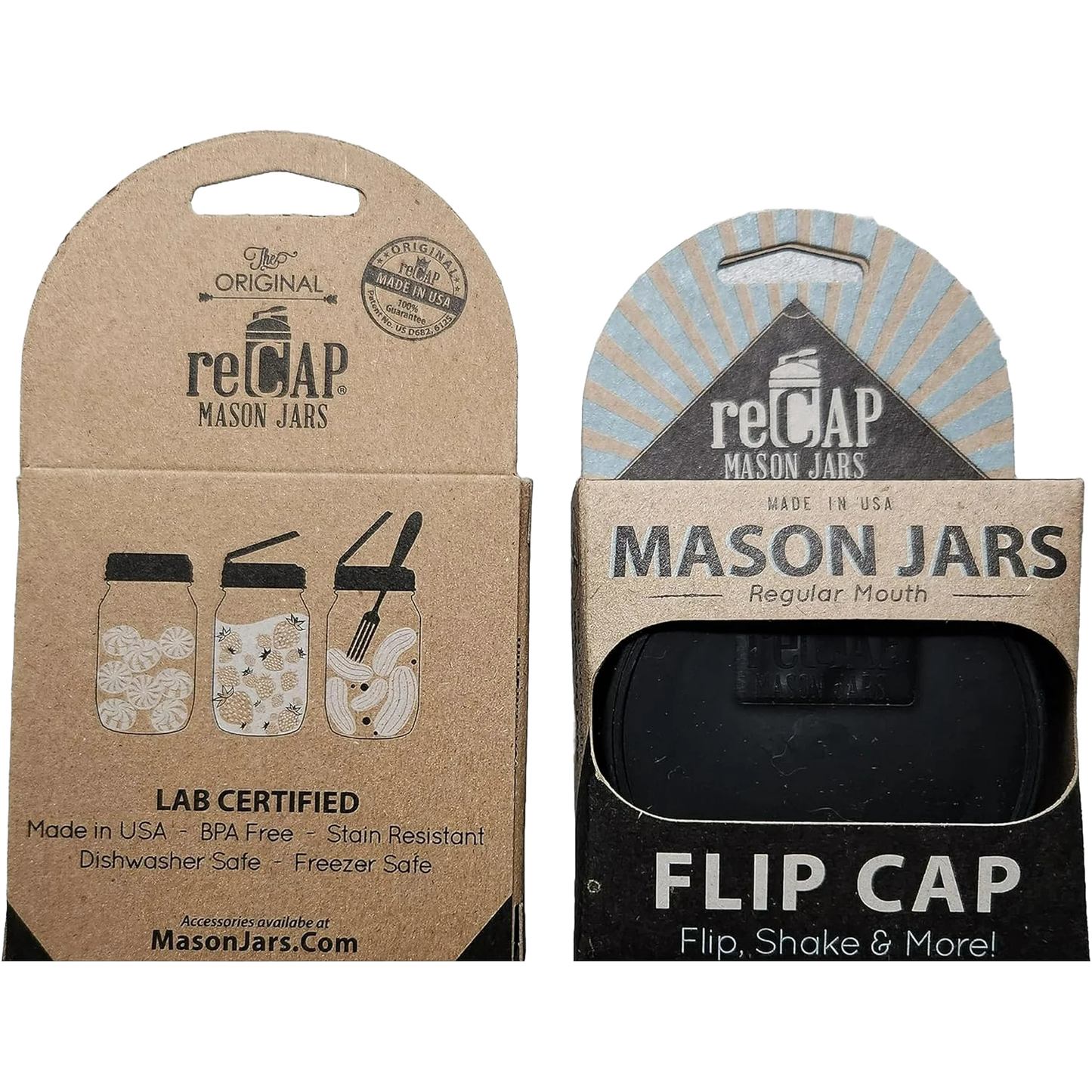 Set of black flip top lids designed for regular mouth jars, handcrafted and made in USA, ideal for on-the-go meals, storage, and reusable kitchen accessories in Home & Decor and Best Sellers collections.