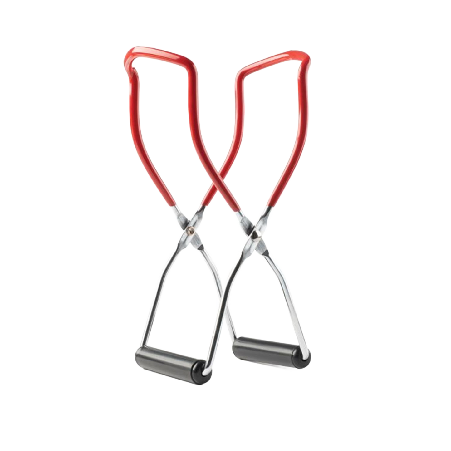 Pair of handcrafted canning jar lifters with red handles and black gripping ends, designed for safe food preservation in Kitchen & Food and Canning Accessories collections.