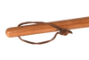 Close-up of a smooth wooden handle with attached leather strap, designed for safe campfire cooking, featured in Farm, Garden & Tool, Camping, Best Sellers, and Promo Eligible collections.