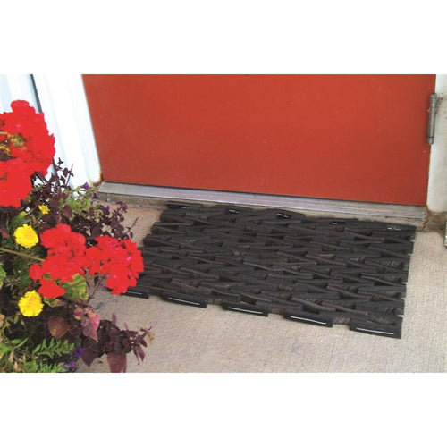 Handcrafted durable doormat made from tightly woven recycled tire strips in a traditional pattern, ideal for Home & Decor, Household Helpers, Best Sellers, and Promo Eligible collections.
