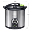 Stainless steel digital pressure canner with easy-to-use controls and precise temperature sensor for safe food preservation, featured in kitchen, canning, and food preservation collections.