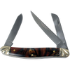 Traditional pocket knife with three stainless steel blades, smooth marbled acrylic handle, and polished brass terminals, featured in Farm, Garden & Tool and Camping collections.
