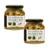 Two jars of fire-grilled mini artichoke hearts in oil, perfect for Kitchen & Food, Pantry, Best Sellers, and Promo Eligible collections, crafted for rich antipasti flavor.