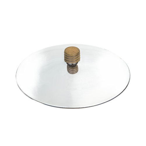 Concave spun-glass reflector with a hollow mirrored center and brass locking nut, handcrafted for use with oil lamps, featured in Lamps & Lighting and Best Sellers collections.