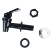 Black replacement spigot with threaded mount, wingnut, and washers, suitable for gravity water filter systems, featured in Appliances, Emergency Supplies, and Water Heating and Treatment collections.