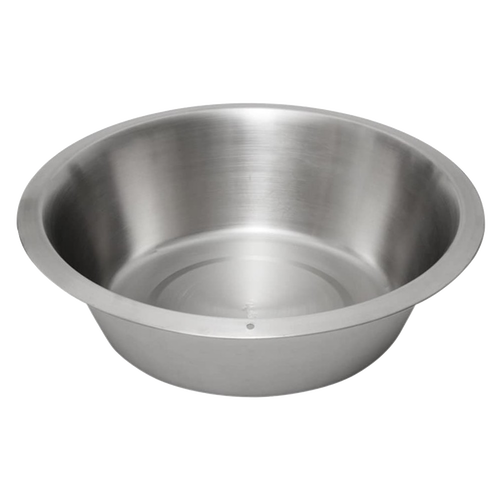Deep, round dishpan made of rust-resistant stainless steel with a flat base, designed for versatile household and campsite tasks in Home & Decor, Household Cleaning, and Cleaning Utensils collections.