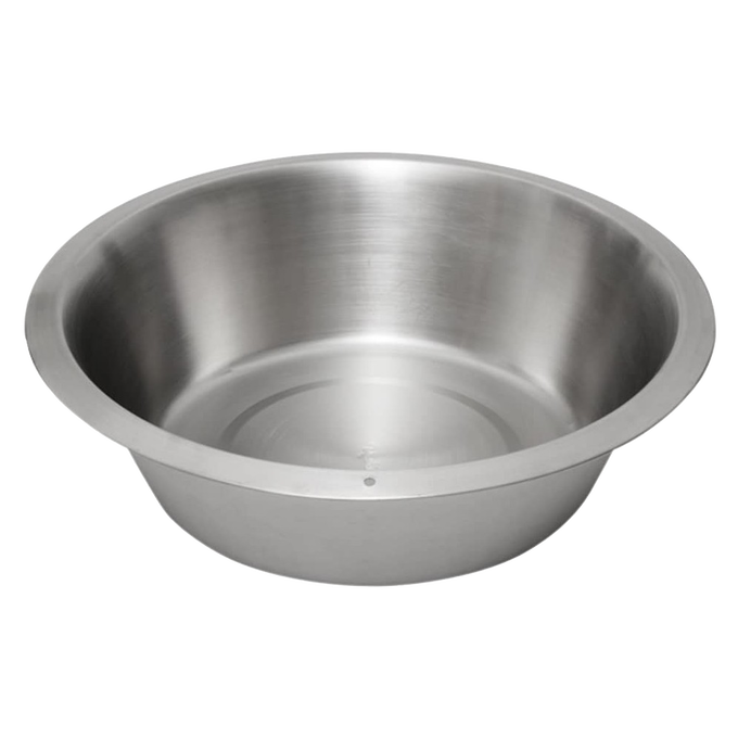 Deep, round dishpan made of rust-resistant stainless steel with a flat base, designed for versatile household and campsite tasks in Home & Decor, Household Cleaning, and Cleaning Utensils collections.