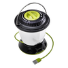 Compact rechargeable lantern featuring a black top with green dial, white diffused light body, metal hanger, and USB charging cable, ideal for emergency supplies and lamps & lighting collections.