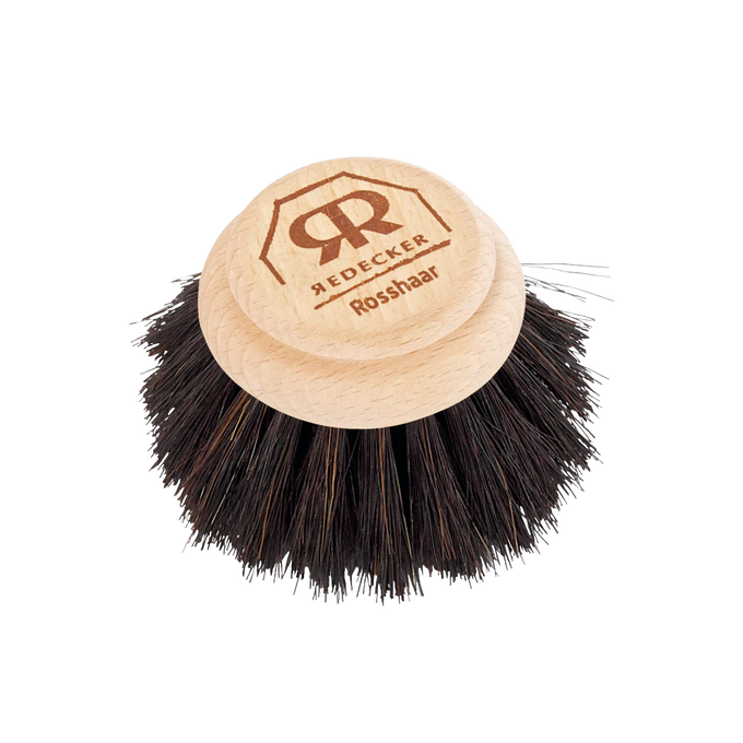 Replacement brush head featuring soft horsehair bristles and wooden base, suitable for sustainable household cleaning and home decor collections.