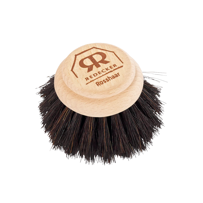 Replacement brush head featuring soft horsehair bristles and wooden base, suitable for sustainable household cleaning and home decor collections.