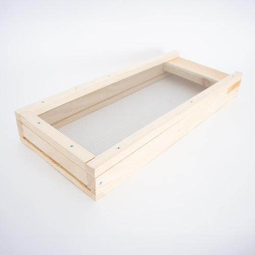 Handcrafted Amish-made wooden screen base with fine mesh for beekeeping, designed for 5-frame hives, ideal for Farm, Garden & Tool, USA Made, Beekeeping Supplies, and Best Sellers collections.