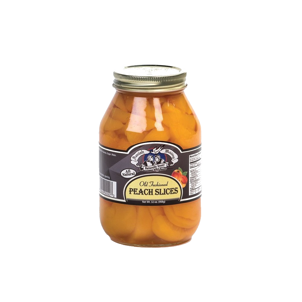 Handcrafted glass jar of old-fashioned peach slices in natural syrup, locally made in USA, perfect for Kitchen & Food, Food, Pantry, USA Made, Best Sellers, Promo Eligible collections.