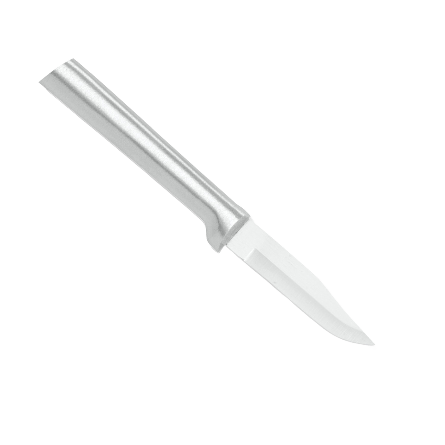 Sharp carbon stainless steel paring knife with durable cast aluminum handle featuring a non-slip satin finish, ideal for food prep in kitchen knives and USA made collections.