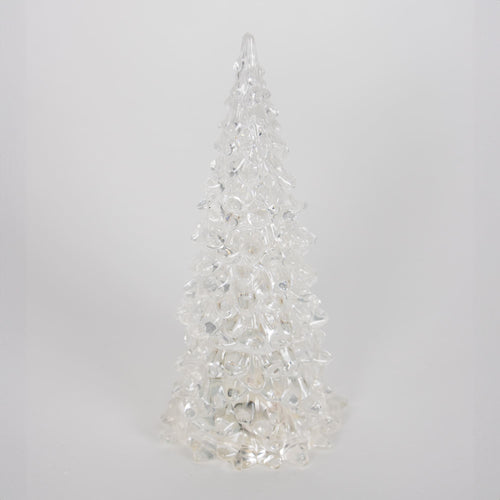 Single clear acrylic Christmas tree with textured details, designed for indoor holiday display and part of Home & Decor and Holiday Decor collections.