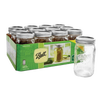 Pack of twelve clear wide-mouth quart glass jars with metal lids and bands, made in USA, ideal for Kitchen & Food, Food Preservation, Canning, and Best Sellers collections.