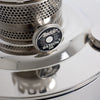 Close-up of a chrome-plated wall oil lamp burner knob with detailed engraving, showcasing craftsmanship and durability in Farm, Garden & Tool, Lamps & Lighting, and Emergency Supplies collections.