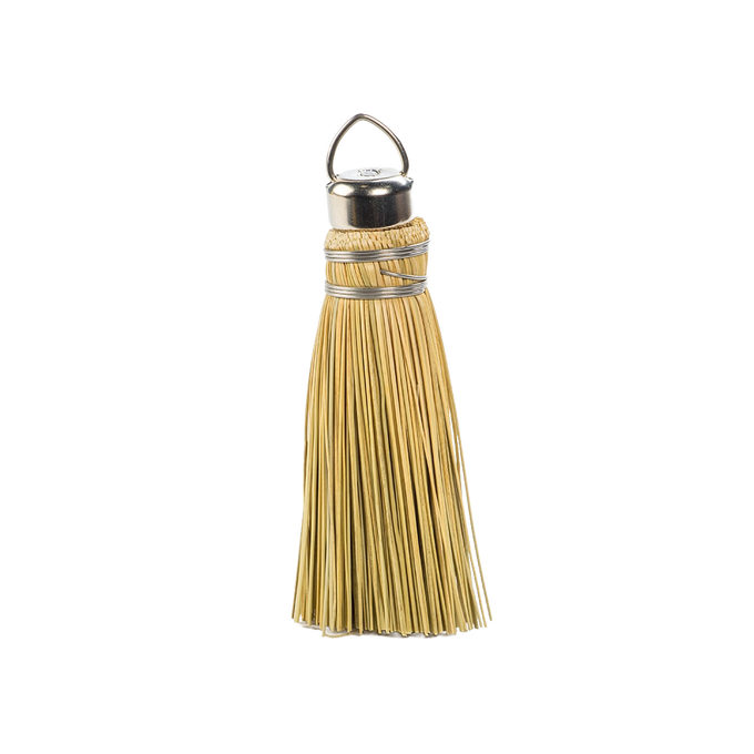 Handmade miniature straw broom cake tester with a metal tip and hanging loop, perfect for checking doneness while baking, featured in Kitchen & Food and USA Made collections.