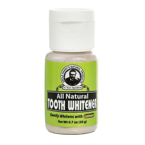 Small bottle of handcrafted, all-natural tooth whitener powder with lemon, made in USA and featured in Health & Wellness, Grooming, and Best Sellers collections.