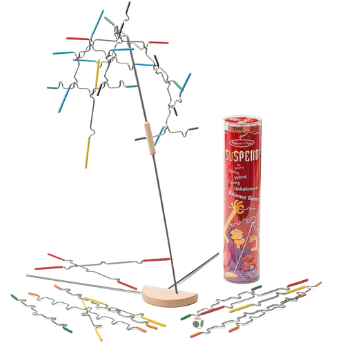 Handcrafted Suspend Game featuring a metal wire and wooden base structure with colorful balanced rods, ideal for Toys, Children's Toys, Games and Puzzles, and Best Sellers collections.