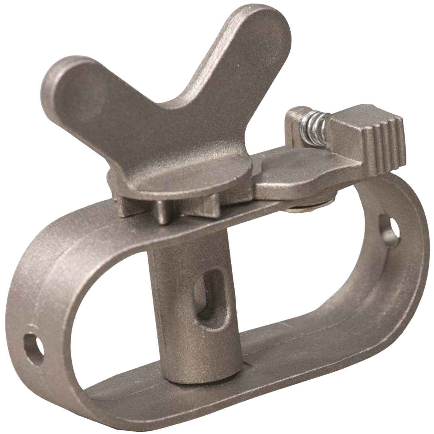 Close-up of a durable metal clothesline ratchet tensioner with a winged handle and locking mechanism, designed for easy tightening in laundry and home decor settings.