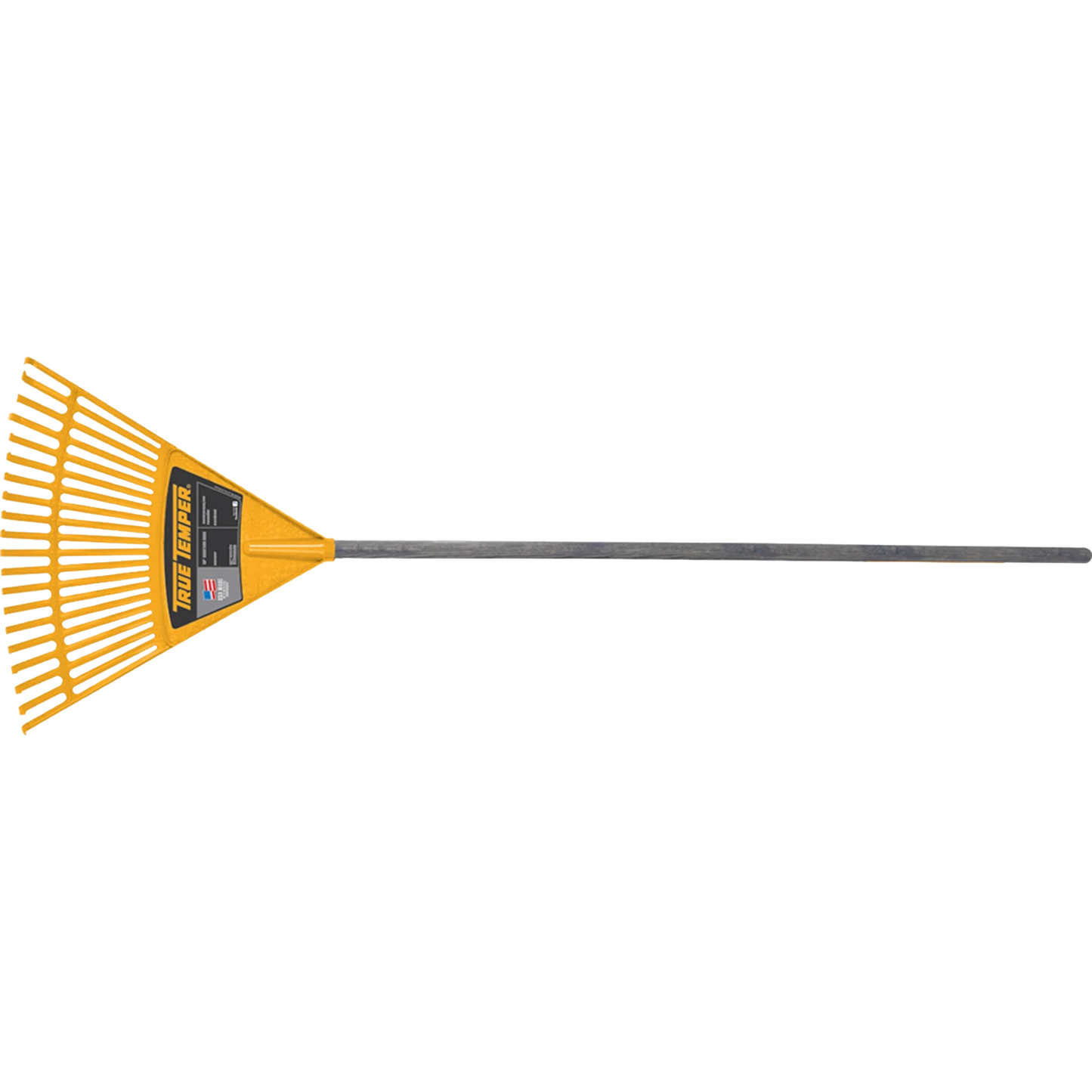 Yellow plastic leaf rake with a long metal handle, designed for outdoor play and gardening, suitable for children ages 6 and up with adult supervision, featured in Toys, Children's Toys, Outdoor Play, and Best Sellers collections.