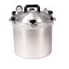 Handcrafted large aluminum pressure canner with secure locking lid, built-in pressure gauge, and safety valve, designed for safe food preservation in Kitchen & Food and Canning collections.
