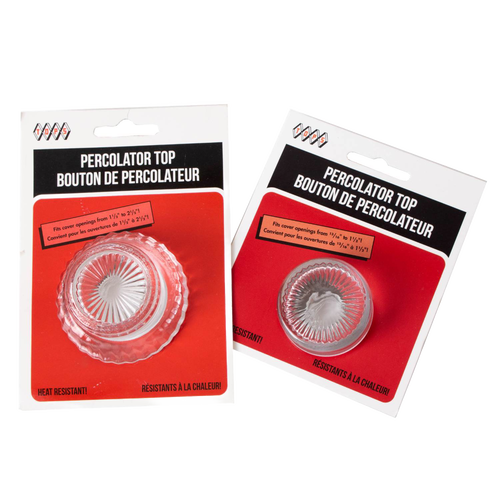 Set of two glass percolator tops in small and large sizes with heat-resistant clear glass, designed for reliable use in brewing coffee, featured in Kitchen & Food and Best Sellers collections.