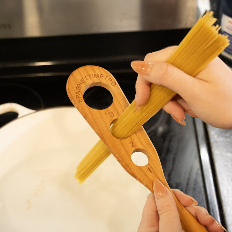 German-Made Cherry Wood Spaghetti Spoon with Measurer – 12"