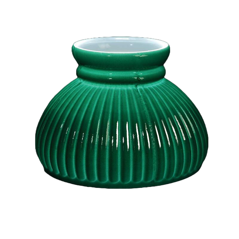 Handcrafted green ribbed glass oil lamp shade with a sprayed dark top, American made, perfect for Lamps & Lighting, Parts and Accessories, Lamp Shades, and Best Sellers collections.