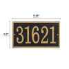 Elegant black and gold rectangular custom address plaque featuring bold numbers, handcrafted in USA, perfect for adding curb appeal in Home & Decor and Mailboxes and Address Signs collections.