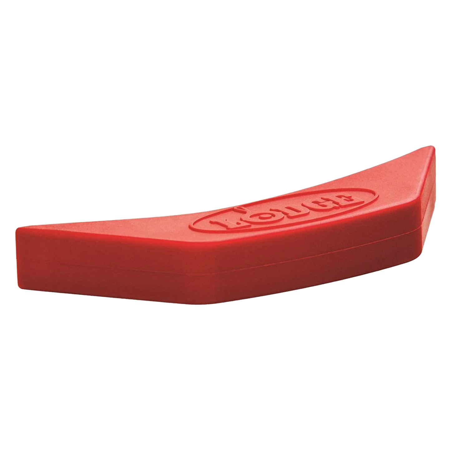 Red silicone handle holder designed to slip over most cast iron assist handles, protecting hands from heat up to 450°F, ideal for Kitchen & Food, Cookware, Cast Iron, Best Sellers, Promo Eligible collections.