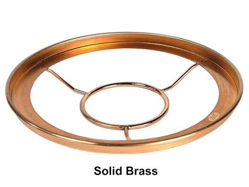 Copper-toned solid brass ring holder with inner support spokes, handcrafted for securing glass lamp shades to burners, featured in Lamps & Lighting, Parts and Accessories, Shade Rings and Holders, Best Sellers, and Promo Eligible collections.
