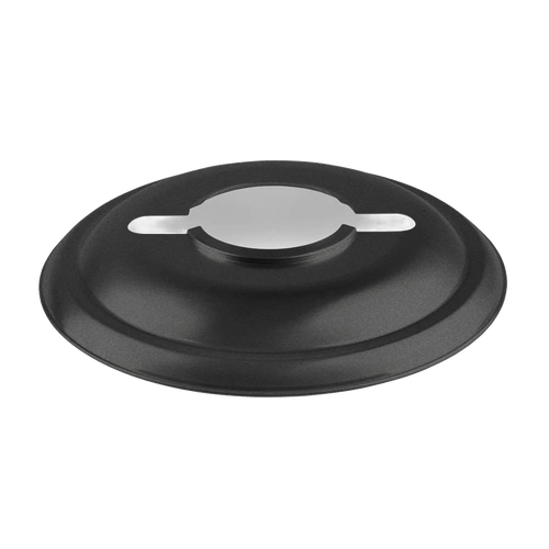 Handcrafted steel lantern reflector shade in matte black, designed to direct light downward and reduce glare while protecting the glass, ideal for Lamps & Lighting and Emergency Supplies collections.
