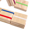 Handcrafted Jacob's Ladder toy featuring smooth solid wood blocks connected by colorful red, white, blue, green, and purple ribbons, part of USA Made and Children's Toys collections.