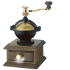 Handcrafted vintage-style coffee grinder with wooden base, brass detailing, and a top crank handle, ideal for Farm, Garden & Tool, Kitchen & Food, Brewing Coffee and Tea, and Best Sellers collections.