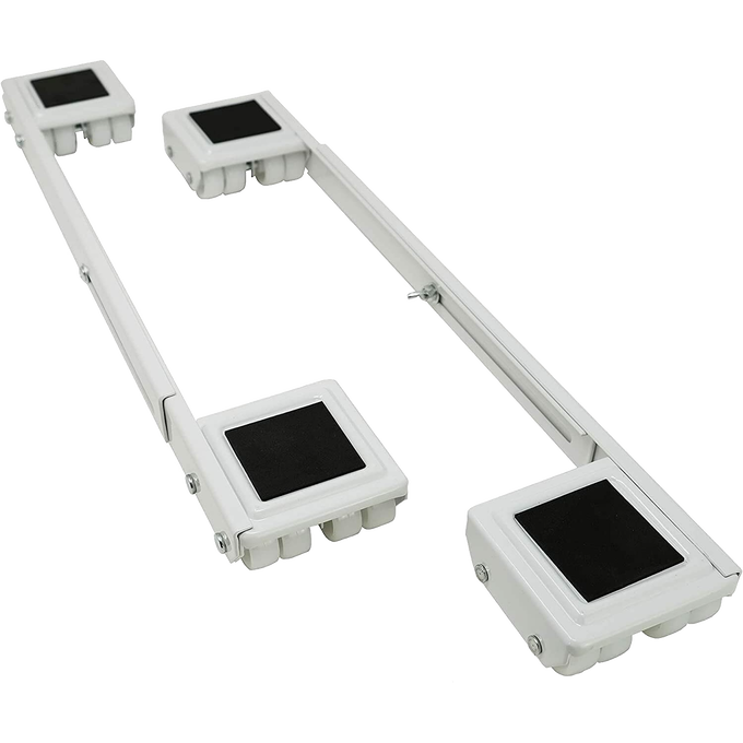 Adjustable steel appliance rollers with black non-slip pads, designed to fit various appliance widths and support heavy household items, ideal for Home & Decor and Appliances collections.