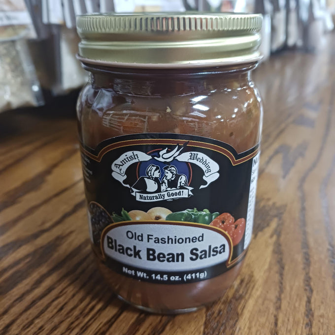 Handcrafted Amish-style Old Fashioned Black Bean Salsa in a 14.5-ounce jar with naturally thick, chunky texture, made in USA, ideal for Kitchen & Food, Snacks and Sweets, Pantry, USA Made, Best Sellers, and Promo Eligible collections.