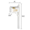 Handcrafted white and gold mailbox with post featuring large address numbers, designed to enhance curb appeal in Home & Decor, Household Helpers, and USA Made collections.