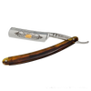 Vintage-inspired straight razor with polished steel blade and rich brown handle, handcrafted for a close shave, featured in Health & Wellness, Grooming and Personal Hygiene, and Best Sellers collections.