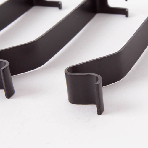 Set of three black steel spring clips designed to secure 14-inch parchment lamp shades on hanging lamp frames, featured in Lamps & Lighting, Parts and Accessories, Shade Rings and Holders, and Best Sellers collections.
