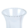 Clear crimp top glass oil lamp chimney with decorative rippled edge, suitable for lamps and lighting, chimneys and globes, and parts and accessories collections.