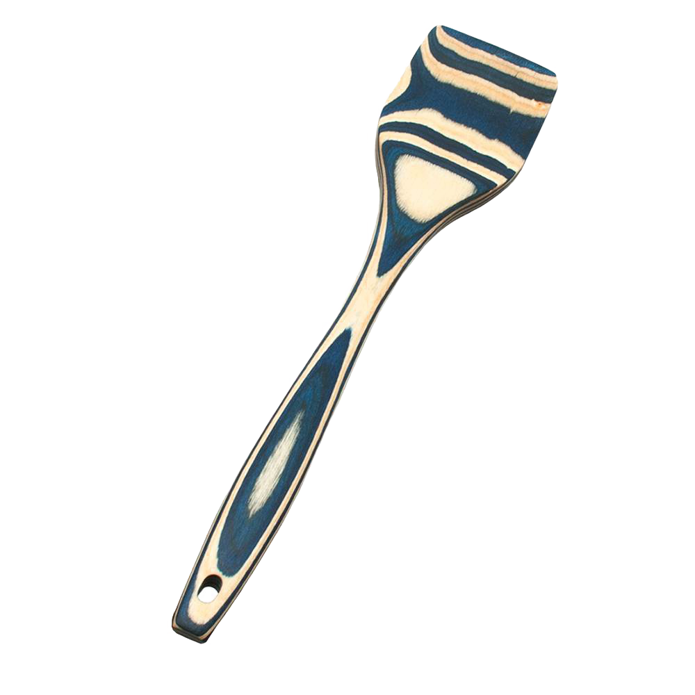 Durable pakkawood spatula featuring a handcrafted layered blue and natural wood pattern, ideal for Kitchen & Food, Kitchen Gadgets, Cooking and Baking Helpers, Storage and Serving, and Best Sellers collections.