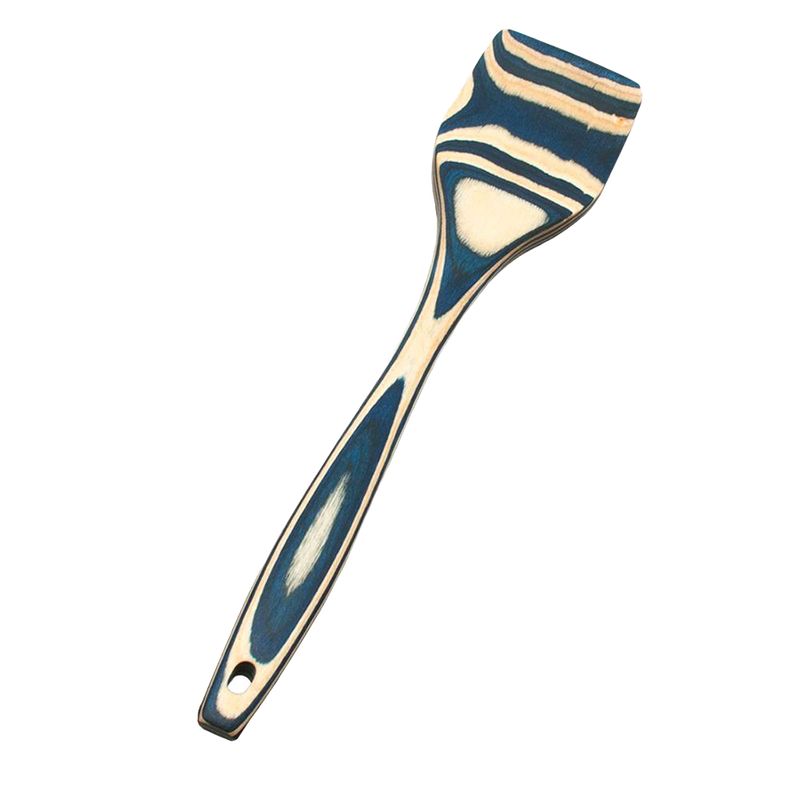 Durable pakkawood spatula featuring a handcrafted layered blue and natural wood pattern, ideal for Kitchen & Food, Kitchen Gadgets, Cooking and Baking Helpers, Storage and Serving, and Best Sellers collections.
