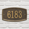 Bronze custom wall plaque with raised numbers and decorative border, handcrafted and made in USA, perfect for adding curb appeal to your home in Home & Decor and Mailboxes and Address Signs collections.