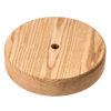 Round wooden swing seat with a smooth finish and central hole for rope attachment, handcrafted and made in USA, suitable for outdoor play and children’s toys collections.