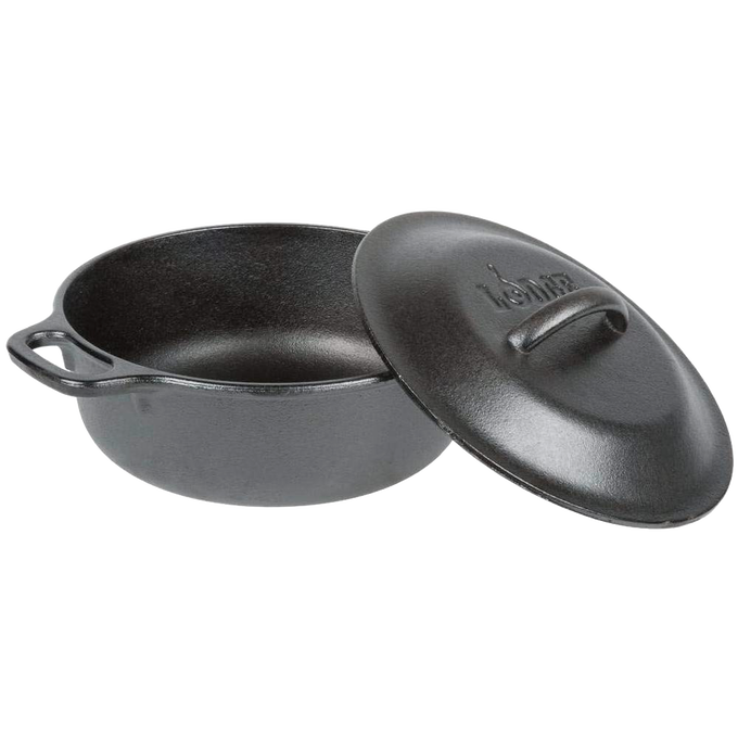 Handcrafted cast iron Dutch oven with a fitted lid, designed for durable heat retention and slow-cooked meals, ideal for Kitchen & Food, Cookware, Cast Iron, USA Made, Best Sellers, Promo Eligible collections.