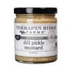 Glass jar of handcrafted dill pickle mustard with black lid, gluten-free label, and simple ingredients branding, featured in Kitchen & Food and Gluten Free collections.
