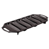Seasoned cast iron cornstick pan with six elongated molds, dual handles for easy handling, angled feet for oven stability, made in USA, ideal for Kitchen & Food, Cast Iron, Cookware, and Best Sellers collections.