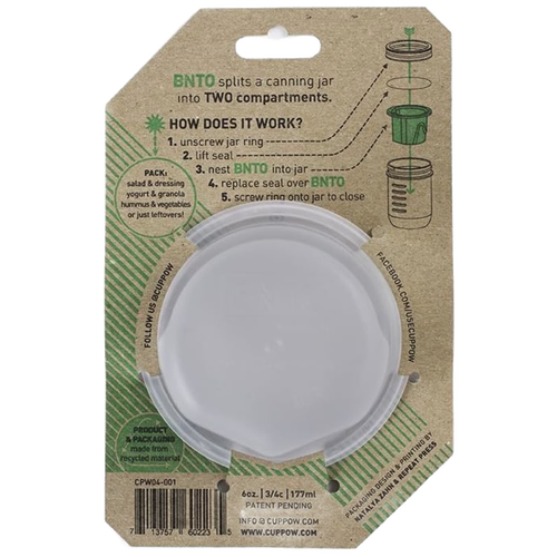 White wide-mouth plastic divider designed to create two separate compartments inside a canning jar, handcrafted and made in USA, ideal for Kitchen Gadgets, Kitchen & Food, and Storage collections.
