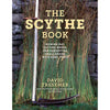 Paperback book cover titled The Scythe Book by David Tresemer, featuring a handcrafted scythe resting against bundles of harvested grass, ideal for farm, garden, and lawncare enthusiasts.